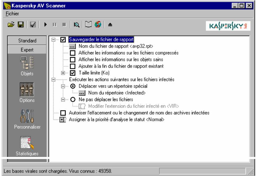 KAPERSKY ANTI-VIRUS 4.5 - Paramètres généraux - Catégorie Options - 1