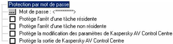 KAPERSKY ANTI-VIRUS 4.5 - La section Protection par mot de passer - 1