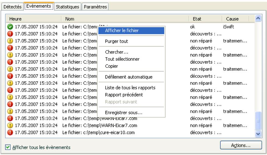 KASPERSKY LAB ANTI-VIRUS 7.0 - Onglet Evénements - 1