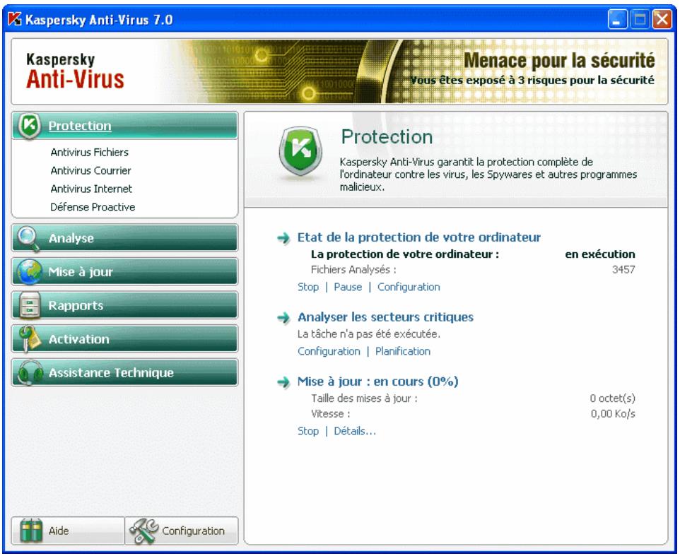 KASPERSKY LAB ANTI-VIRUS 7.0 - Fenêtre principale du logiciel - 1