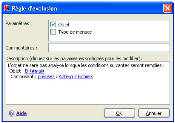 KASPERSKY LAB ANTI-VIRUS 7.0 - Ajout d'exclusion sur l'onglet Regles d'exclusion : - 1