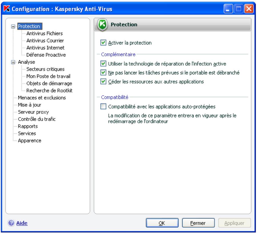 KASPERSKY LAB ANTI-VIRUS 7.0 - Fenêtre de configuration des paramètres du logiciel - 1