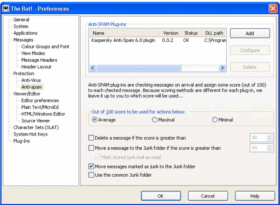 KASPERSKY LAB INTERNET SECURITY 6.0 - Configuration du traitement du courrier indésirable dans the bat! - 1