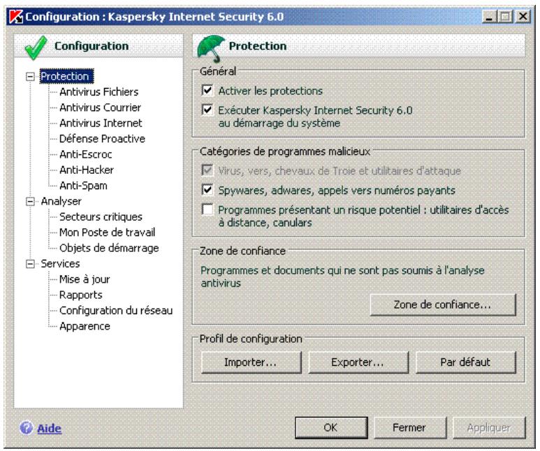 KASPERSKY LAB INTERNET SECURITY 6.0 - Fenêtre de configuration du calculatique - 1