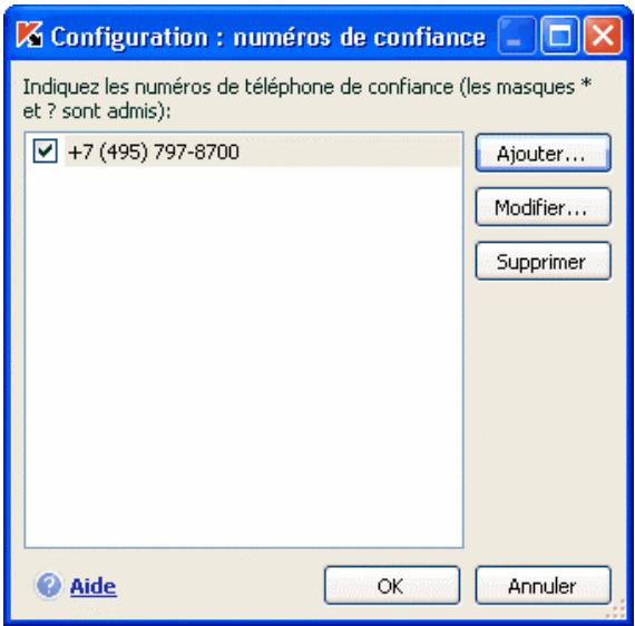 KASPERSKY LAB INTERNET SECURITY 6.0 - Constitution de la liste des numéros de confiance pour anti-numéroteur automatique - 1