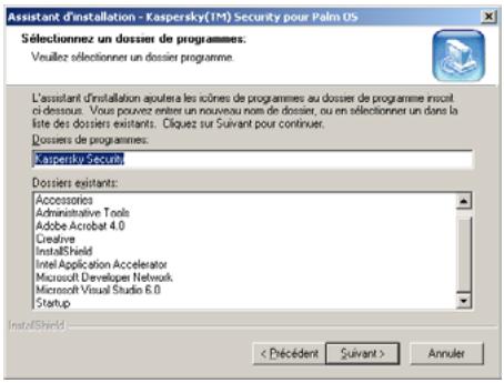 KASPERSKY LAB SECURITY - Étape 5. Choix du nom du groupe d'applications du menu Démarrer\Programmes - 1