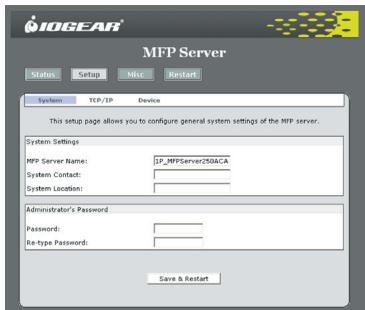 IOGEAR GMFPSU01 - Changement de nom du serveur d'impression - 1