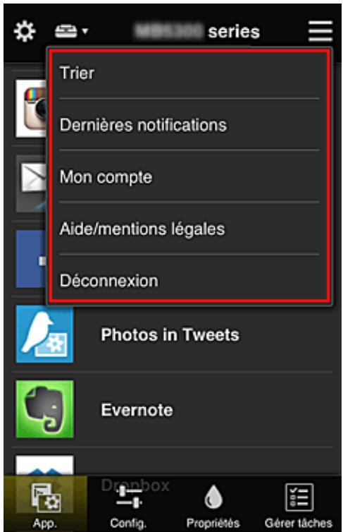 CANON MG 6852 - Menu contextuel de droite - 1