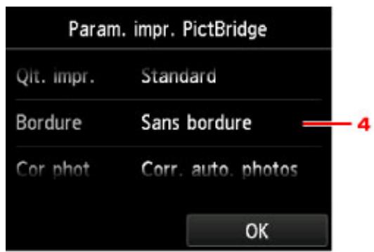 CANON MG 6852 - Paramètres sur un périphérique compatible PictBridge (réseau sans fil) - 3