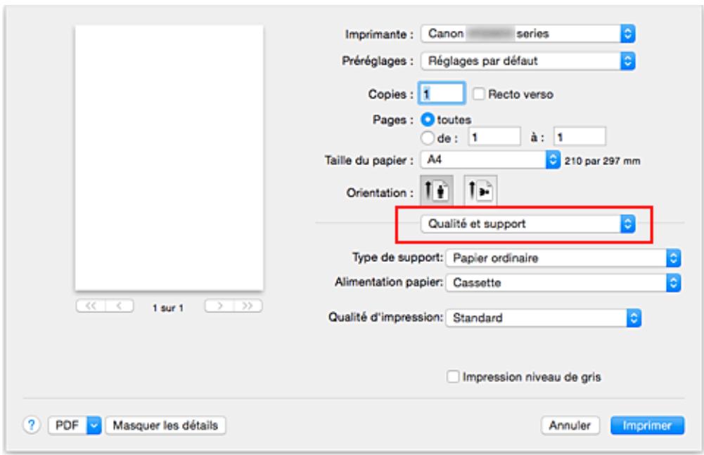 CANON MG 6852 - Sélectionnez Qualité et support dans le menu déroulant - 1