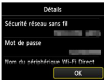 CANON MG 6852 - Vérifiez le Mot de passer (clé réseau) et touchez OK. - 1