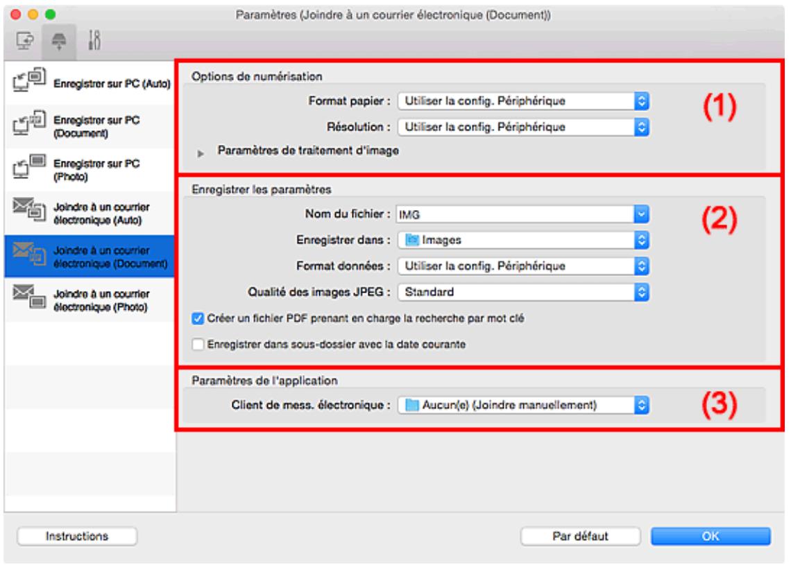 CANON MG 6852 - Boîte de dialogue Paramètres (Joindre à un courrier électronique (Document)) - 1