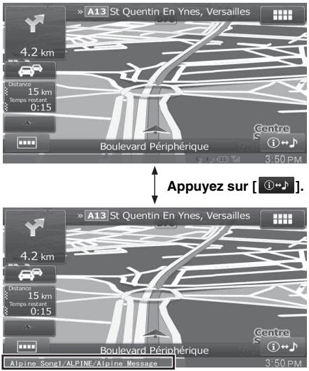 ALPINE INE-W990 HDMI - Affichage des informations audio/visualisation sur l'écran de navigation - 1