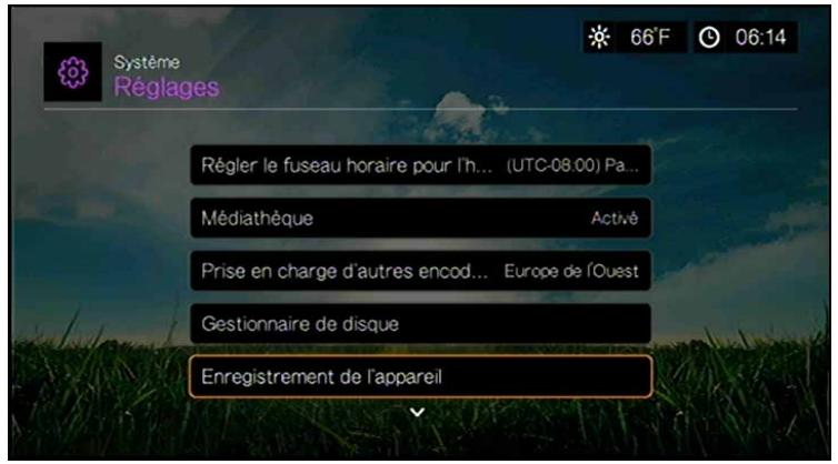 WD TV LIVE - Enregistrement de l'appareil - 1