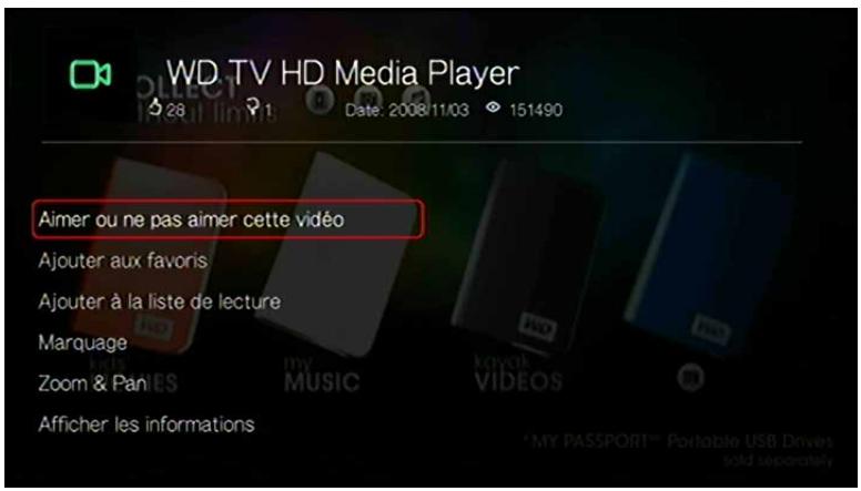 WD TV LIVE - Options du youtube player - 1