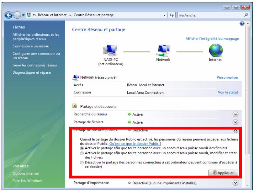 WD TV LIVE - Modifier les paramètres pour autoriser le partage de dossier - 2