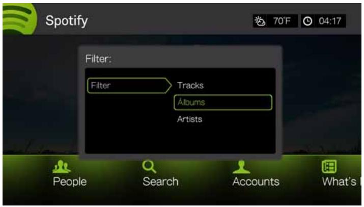 WD TV LIVE - Recherche d'un artiste, album ou morceau spotify - 1