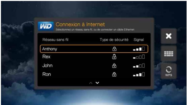 WD TV LIVE - Recherche automatique ou saisie manuelle du nom de réseau sans fil - 1