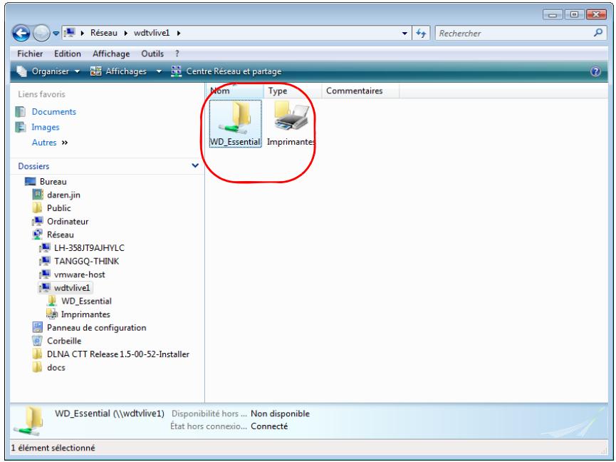 WD TV LIVE - Déplacement de fichiers entre le lecteur multimédia et un ordinateur windows vista/windows 7 - 2