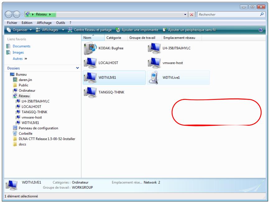 WD TV LIVE - Déplacement de fichiers entre le lecteur multimédia et un ordinateur windows vista/windows 7 - 1