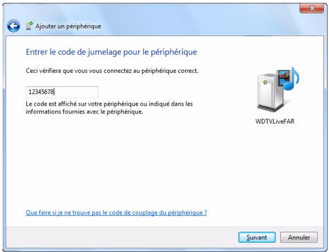 WD TV LIVE - Obtenir le code d'appairage windows (windows 7) - 4