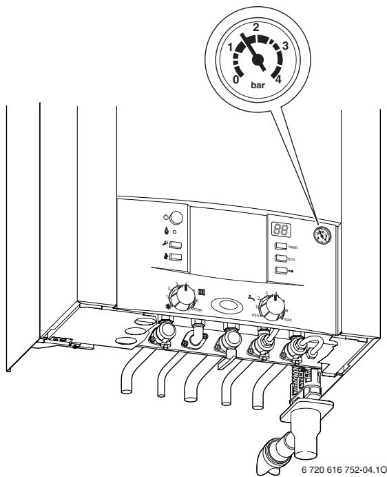 ELM LEBLANC ODEALIS NGLT 24-1H CF 24 KW - Contrôler la pression de l'eau du circuit de chauffage - 1