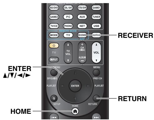 ONKYO TXNR1010 - Utilisation du menu d'installation (HOME) - 1