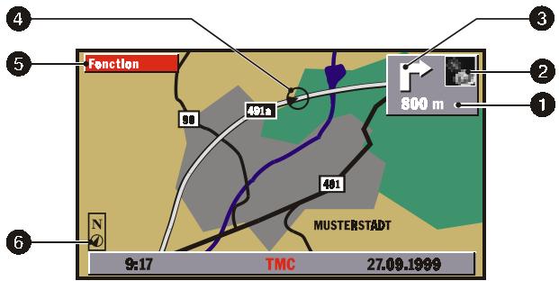 VDO DAYTON 5000,  DAYTON MM 5000,  DAYTON MS 5000 - L'affichage de la carte : - 1