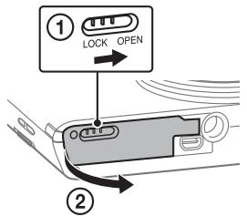 SONY DSC-W830 PACK  : ETUI - Einsetzen des Akkus - 1