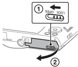 SONY DSC-W830 PACK  : ETUI - Memóriakártha (kūlön megvásárolhátó) behelyezése - 1