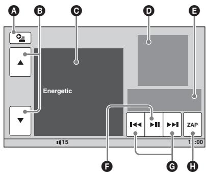 SONY XNV-L77BT TOMTOM - Commands et indications pendant la lecture de « SensMe™ channels » - 1