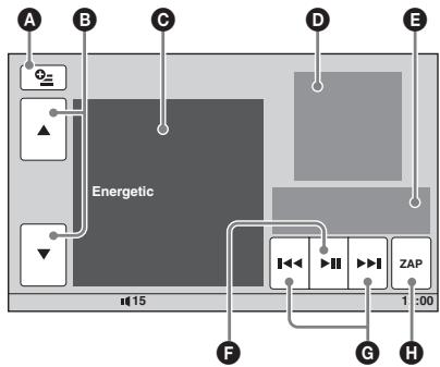 SONY XNV-L77BT TOMTOM - Bedienelemente und Anzeigen während der Wiedergabe mit „SensMe™ channels“ - 1