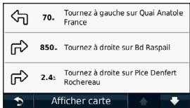 GARMIN NUVI 50 LM - Affichage de la liste des changements de direction - 1
