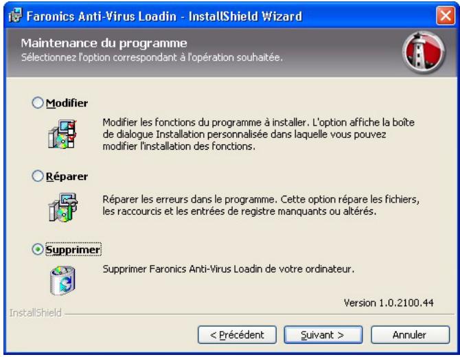 FARONICS ANTI-VIRUS - Déinstallation de Faronics Anti-Virus Loadin avec le programme d'installation - 2