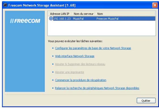 FREECOM MUSICPAL - Fonctions du network storage assistant (PC) - 1