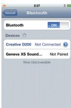 GENEVA SOUND SYSTEM MODEL XS - How do the Bluetooth settings look like in the iPhone®? - 1