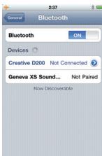 GENEVA SOUND SYSTEM MODEL XS - Wie sehen die Bluetooth-Einstellungen auf dem iPhone® aus? - 1