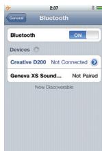 GENEVA SOUND SYSTEM MODEL XS - Hoe zien de Bluetooth instellingen in de iPhone® eruit? - 1