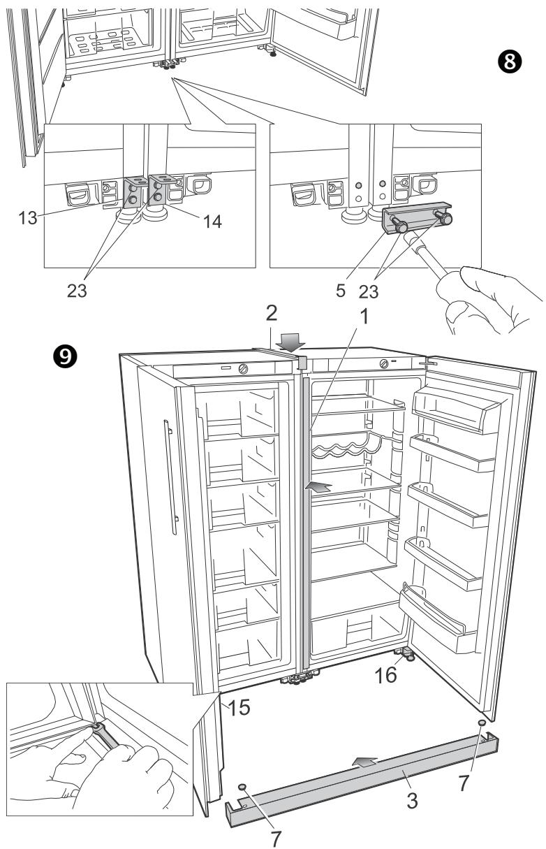 BRANDT BFL5636BX - Door position adjustment when planes A or C of the appliances are not level - 1