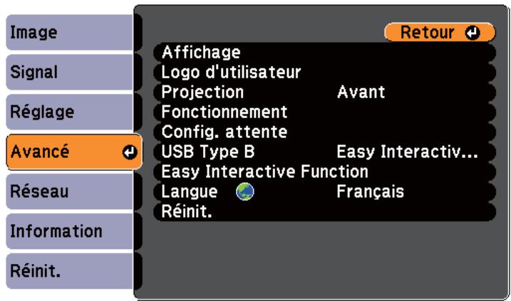 EPSON EB-475WI - Menu Avancé - 1