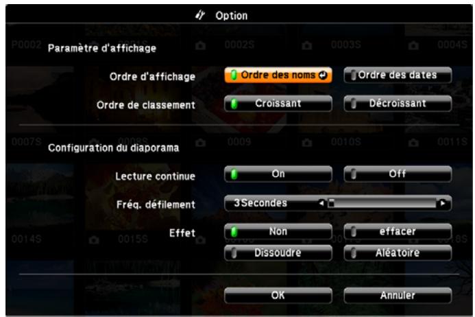 EPSON EB-475WI - Paramètres d'affichage des fichiers image et paramètres de fonctionnement du Diaporama - 1