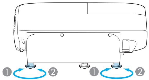 EPSON EB-475WI - Réglage de la position horizontal de l'image (uniquement pour modèles avec pieds) - 2