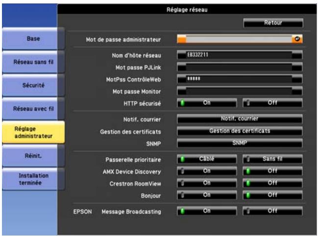 EPSON EB-1965 - Menu Réglage administrateur - 1