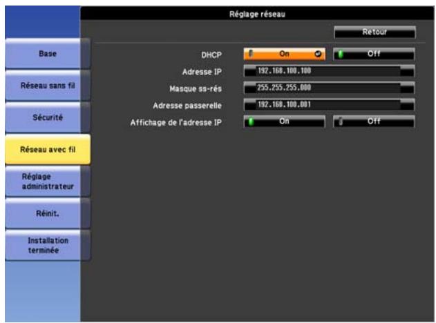 EPSON EB-1965 - Menu Réseau avec fil - 1