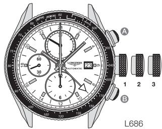 LONGINES MANUAL - Mise à l'heure et stop seconde - 1