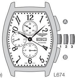 LONGINES MANUAL - Correction de la date et du jour (L674) - 3