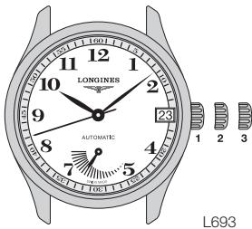 LONGINES MANUAL - Remontage (couronne poussée à fond) - 1