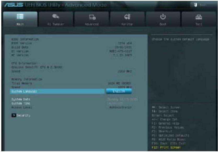 ASUS P9X79 PRO - Menu principal - 1