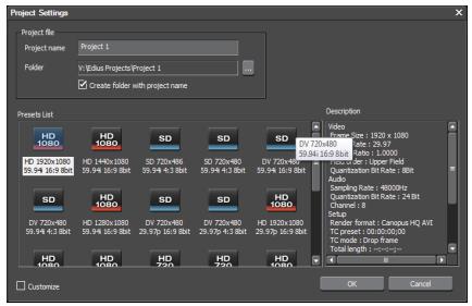 GRASS VALLEY EDIUS EDIT ANYTHING 6.0 - Spécifiez le dossier de projet par défaut. - 3
