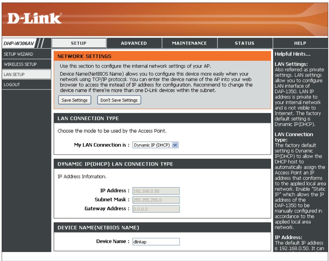D-LINK DHP-W310AV - Configuration du réseau local - DHCP - 1